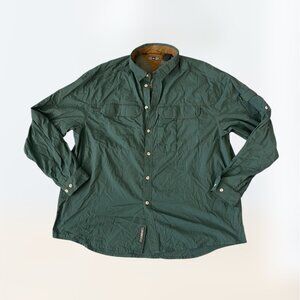 VTG REI Outdoors Green Long Sleeve Button Up Mens Size XL upf 50+ Summer camping